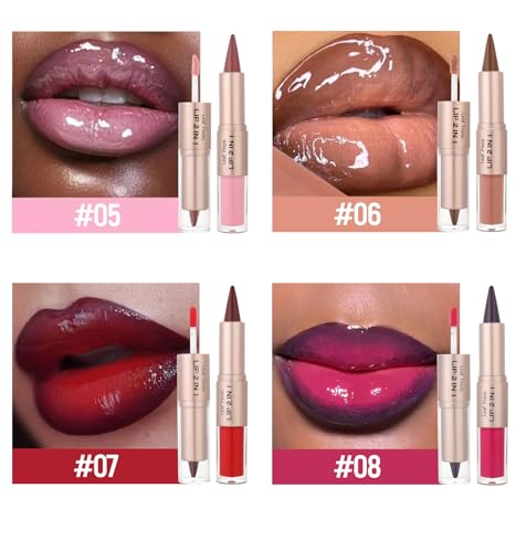 BAISEN DIARY 2-in-1 Ombre Lip Liner & Gloss Duo - Caramel Brown