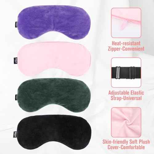 Heated Eye Mask Warm Compress for Eyes, Soothing Weighted Eye Mask for Sleeping, Microwave Moist Heating Pad Hot Compress for Eyes Relaxation, Reusable Sleep Mask for Home, Office (Pink)