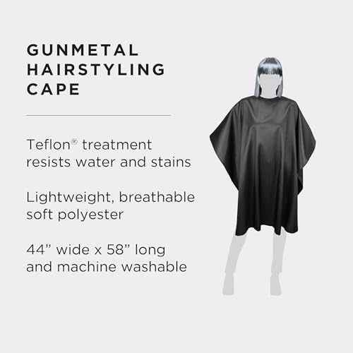 Fromm Professional Client Hair Styling and Hair Cutting Cape, Water and Stain Repellent Coating for Shampoo Bowl and Wet/Dry Cutting, 44" x 58", Gunmetal Grey