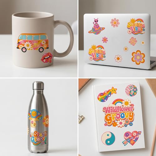 96 PCS Groovy Retro 70s Temporary Tattoos for Kids