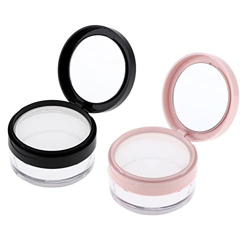 Loose Powder Container 20ml with Puff & Mirror - 2 Pack