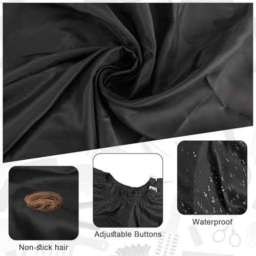 NICEMOVIC Hair Cutting Barber Cape with Neck Duster Brush and Barber Brush, Professional Barber Accessories Cleaning Supplies for Salon Haircut Styling (Black)