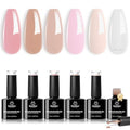 Beetles Builder Gel Set - 6 Colors, 8-in-1 Nude Pink Nail Extension Kit - Sheer Luck Variant