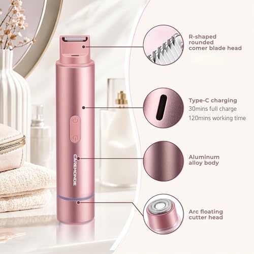 Pink 2-in-1 Bikini Trimmer & Electric Razor for Women - Waterproof Dual-Head Design