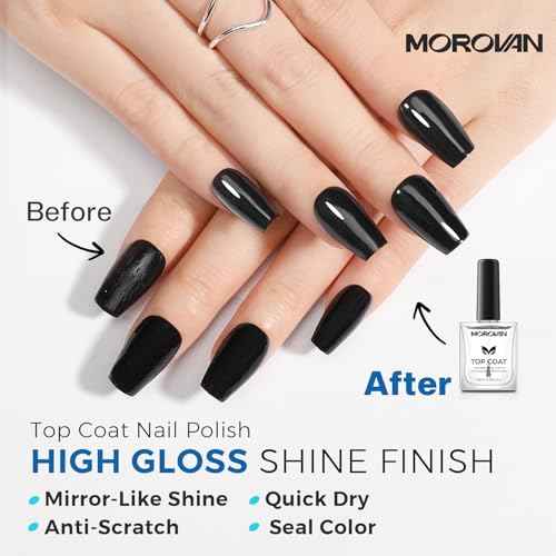 Base Top Coat Nail Polish: Clear Quick Dry High Glossy Nail Polish Shiny No Chip Long Lasting Air Dry Top Coat for Nail Art Manicure Salon Quality Women Gift