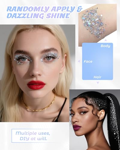 6-Piece Holographic Glitter Gel Set for Face, Hair & Body