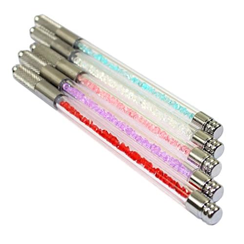 Xiaoyu Crystal Transparent Microblading Pen, Manual Tattoo Eyebrow Pen for Permanent Makeup, One Head, 5PCS