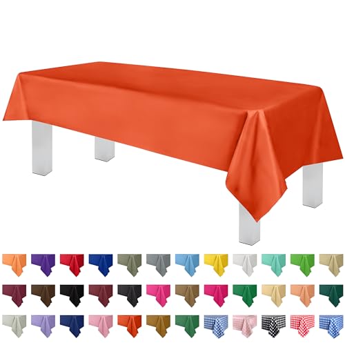 Grandipity Orange 12 Pack Premium Disposable Plastic Tablecloth 54 Inch. x 108 Inch. Decorative Rectangle Table Cover