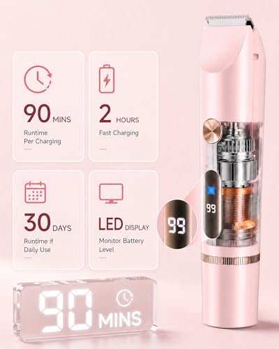 AiooTisu Pink Painless Bikini Trimmer 2-in-1 Waterproof Electric Razor for Sensitive Skin