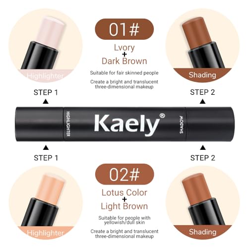 Kaely 4-Color Cream Contour Stick Kit - Waterproof Highlighter Bronzer
