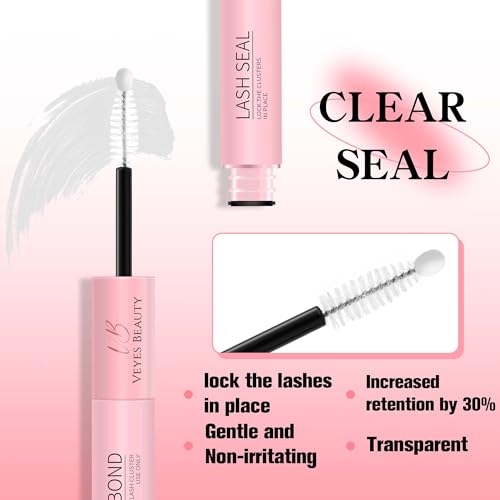 VEYESBEAUTY Waterproof Black Lash Bond and Seal 2-in-1 Cluster Lash Glue