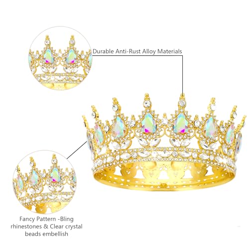 YOUlDIANZI Gold Crown-A+B Queen Rhinestone Tiara for Women Bridal & Costume Party