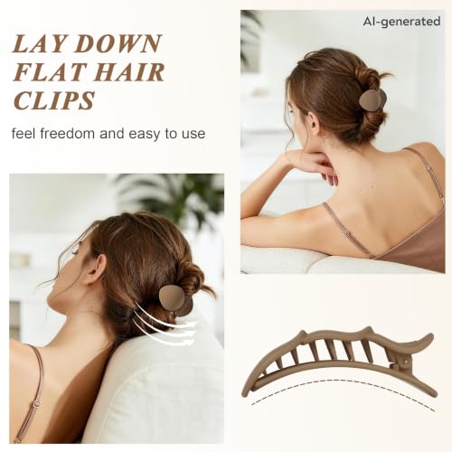 Flat Hair Clips for Women - Strong Hold Claw Clips, 4-Pack