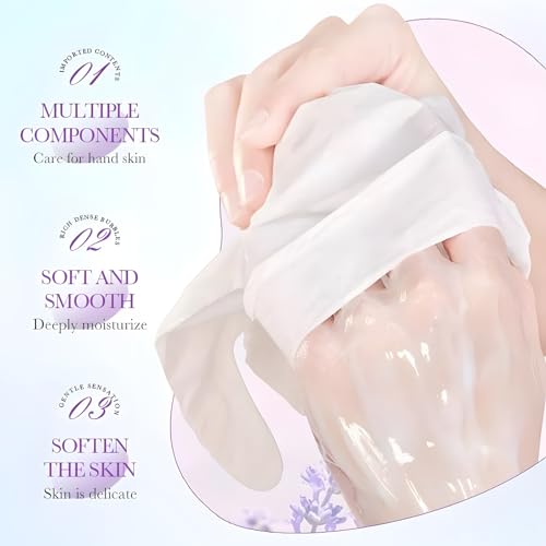 Chicwe Moisturizing Hand Mask Gloves for Dry Hands - Lavender (6 Pairs)