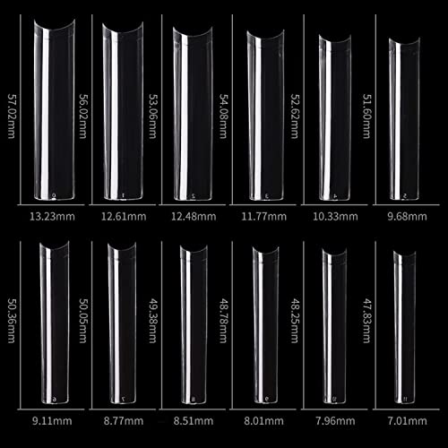 XXL No C Curve Straight Square Nail Tips for Acrylic Nails- WOWITIS 500 Pcs 2XL Extra Long Square Flat Fake Nail Tips Clear Half Cover French Nail Tips Square Acrylic Nail Tips for Women Girl with Bag