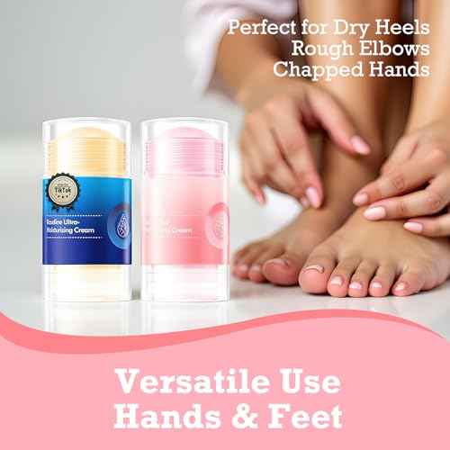 Foot Balm Stick Duo (2PC) | Hydrating & Moisturising Heel Balm | Softening and Nourishing Cream for Dry Heels, Hands & Elbows | Plant-Based Gentle Foot Cream (Pink & Blue)