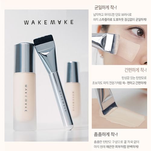 Wakemake Water Velvet Cover Foundation 30ml, Wakemake Foundation Brush, Wakemake Defining Cover Concealer Set, Korean Glass Skin Foundation 0.34 Fl Oz (Pack of 3) (22 NEUTRL)