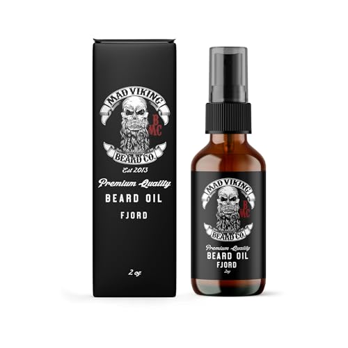 Mad Viking Fjord Beard Oil - Hydrate, Soften And Grow Your Beard Naturally. Fight Itch And Dandruff With A Crisp Yet Woodsy Mint, Orange, Cedarwood & Sandalwood Scent. Made In The USA - 2oz