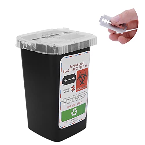 Blade Container, Shaving Blade Disposal Box, Disposal Blade Container, Disposal Blade Container Barbershop Hair Salon Shaving Knife Blade Disposal Collect Box (Black)