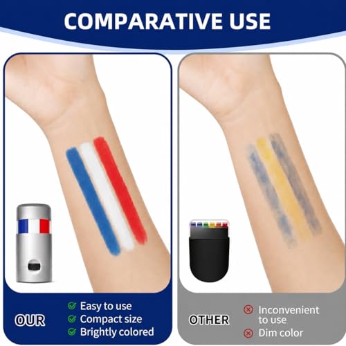 3 Pack Face Paint Stick - Blue, White & Red Sports Makeup