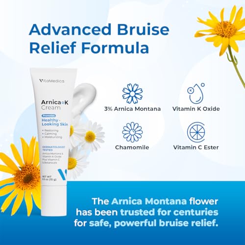 VitaMedica Arnica + Vitamin K Bruise Recovery Cream for Face & Under-Eye, Sensitive-Skin Formula, Post-Procedure Support - 2 Pack