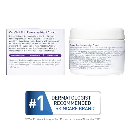 CeraVe Skin Renewing Night Cream | Peptide & Ceramide Moisturizer