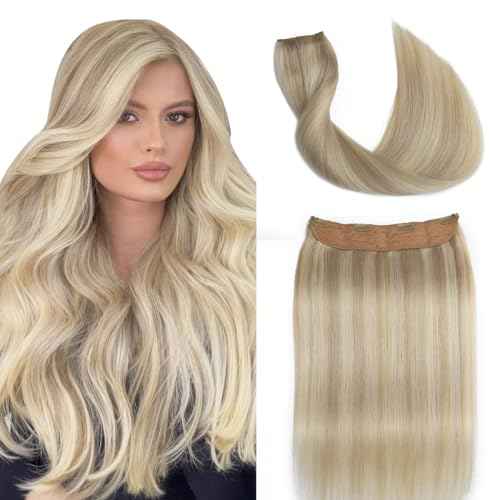 Sindra Wire Hair Extensions Real Human Hair Ash Blonde Highlights Bleach Blonde Human Extensions 70g 16 Inch Hairpiece With Clip Ins Invisible