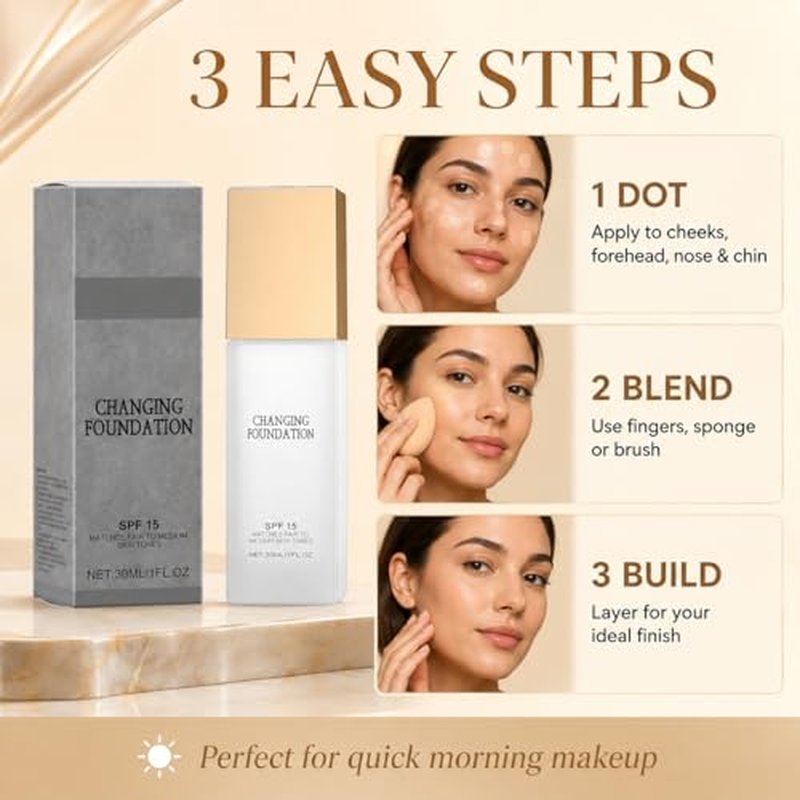 Color Changing Foundation with SPF 15 - Lightweight Hydrating Formula