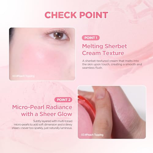 lilybyred Luv Beam Sherbet Cheek | Heart-Shaped Korean Cream Blush, Lightweight Melt-In Texture, Micro-Pearl Glow, Buildable Natural Color, Soft Radiant Finish, 0.12 oz. (06 Raspberry Topping)