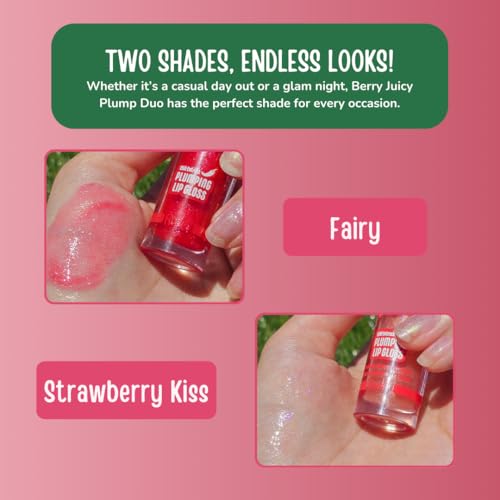 RUDE Berry Plump Lip Gloss Set - Hydrating Lipgloss with Hyaluronic Acid