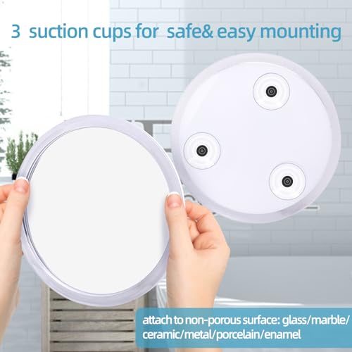 Fogless Shower Mirror with 3 Suction Cups, Shatterproof Anti-Fog