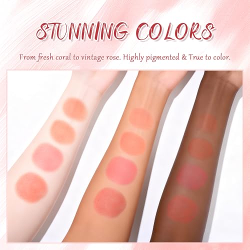 4-Color Matte Blush Palette - Highly Pigmented & Waterproof