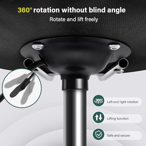 Square Swivel Stool with Wheel for Work SPA Shop Massage Height-Adjustable and Cost-Effective Rolling Stool Chair with Back (Brown)