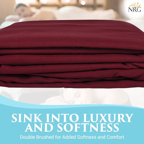 Premium Microfiber 3 Piece Massage Sheet Set by NRG - Includes Massage Table Flat Sheet, Fitted Sheet and Face Rest Cover - 100% Double Brushed Polyester, Soft as Silk - 120 GSM - Color: Merlot