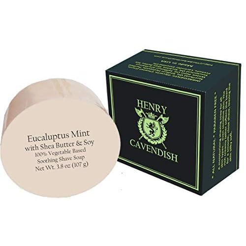 Henry Cavendish Eucalyptus Mint Shaving Soap with Shea Butter & Coconut Oil. Long Lasting 4 oz Puck Refill. Himalaya Fragrance. All Natural. Rich Lather, Smooth Shave. For Ladies and Gentlemen.