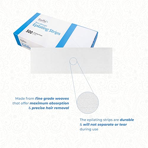 ForPro Professional Collection Non-Woven Epilating Strips, White, Tear-Resistant, Pre-Cut Strips For Hair Removal, 3" W x 9" L, 500-Count