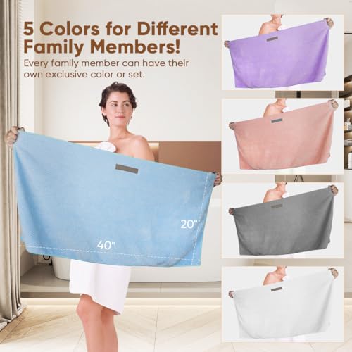 HOMEXCEL Microfiber Hair Towels, 40x20 in, 5-Pack