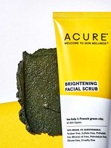 Acure Brightening Facial Scrub for a Youthful, Brighter, Radiant Complexion | With Sea Kelp & French Green Clay, 4 Fl Oz