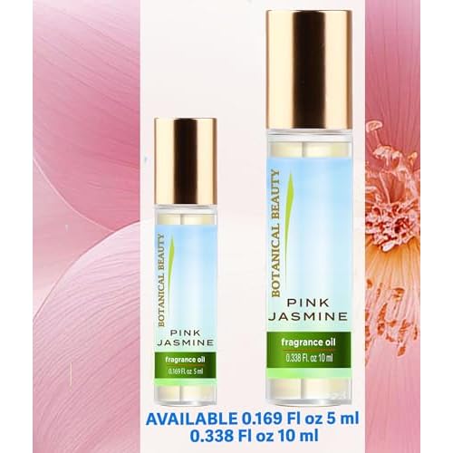 Botanical Beauty PINK JASMINE FRAGRANCE OIL ROLL-ON 0.169 Fl Oz 5 ml Rollerball Perfume, Long Lasting an luxury scent of Jasmine, Magnolia, Tiare Flower, Lilac, Rose, Gardenia, Orange Flowers.