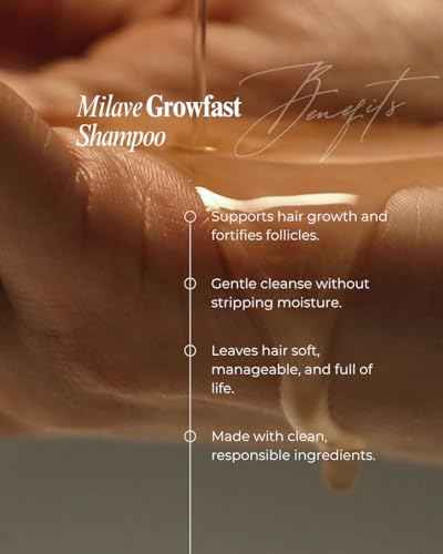 Milave Growfast Shampoo, Strengthens Hair, Combats Hair Loss with Procapil™, Vegan, Sulfate & Paraben Free, Color Safe (8 fl. oz.)