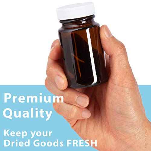 JUVITUS 2.5 oz Amber Glass Wide Mouth Packer Bottle with White Lid (24 Pack)