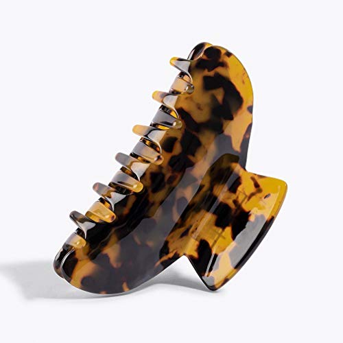 Tortoise Celluloid Hair Claw Clips - French Design Barrettes (2 Pack)