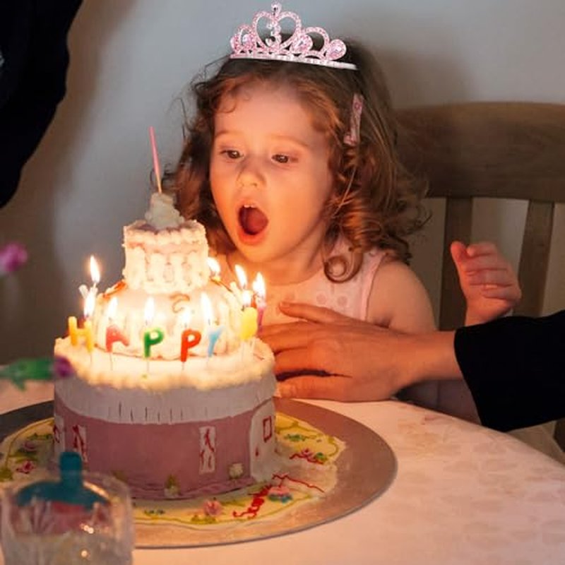 CIEHER 3rd Birthday Crown and Sash Set for Girls - Pink