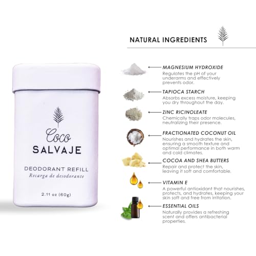 COCO SALVAJE GALERAZAMBA Lemongrass Aluminum-Free Natural Deodorant for Women & Men - Hypoallergenic, Pregnancy Safe, 2.11oz