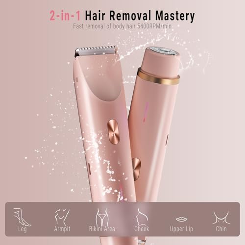 Rechargeable 2-in-1 Bikini Trimmer & Shaver for Women - IPX7 Waterproof