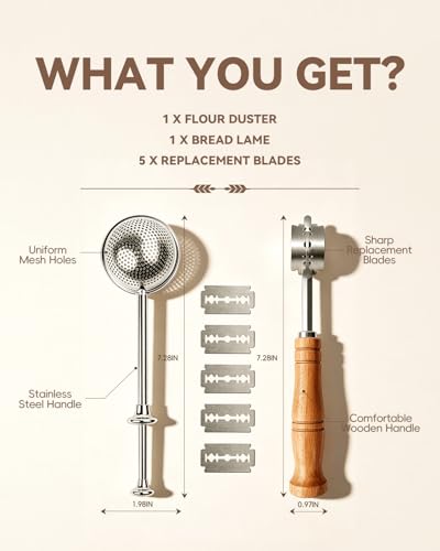 Bread Lame & Flour Duster Set with 5 Blades