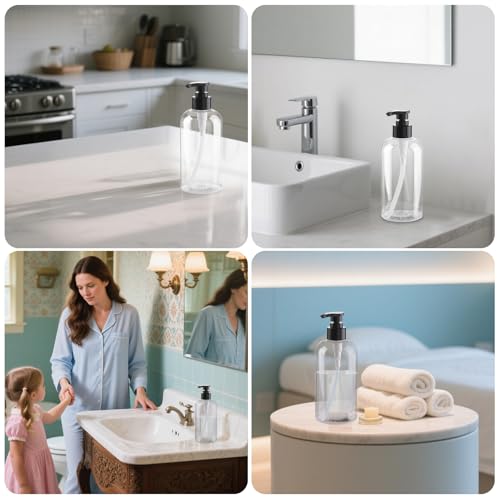 2-Pack 12.85oz Clear BPA-Free Pump Bottles for Shampoo & Lotion
