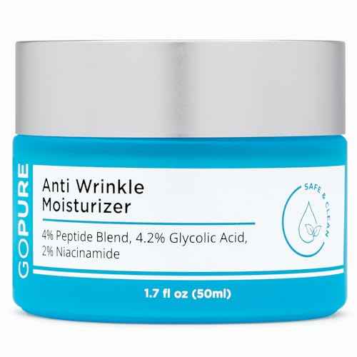 goPure Glyco-Peptide Anti Wrinkle Face Cream - Hyaluronic Acid Moisturizer for Face with Glycolic Acid, Peptides, and Vitamin E - Hydrating Facial Moisturizer with Anti-Aging Formula - 1.7 fl oz