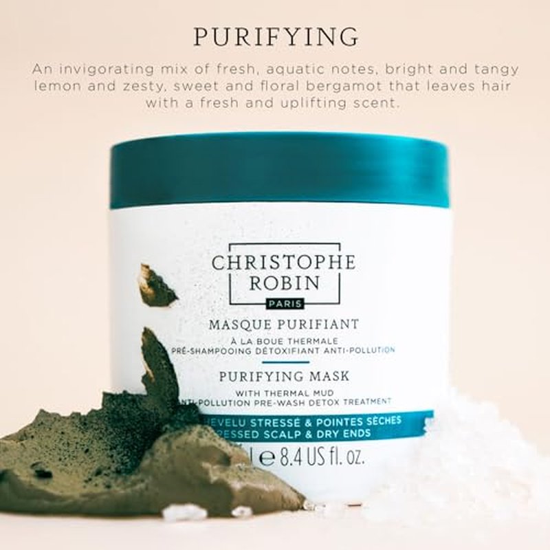 Christophe Robin Purifying Scalp Scrub with Sea Salt - Detox Treatment for Oily Roots