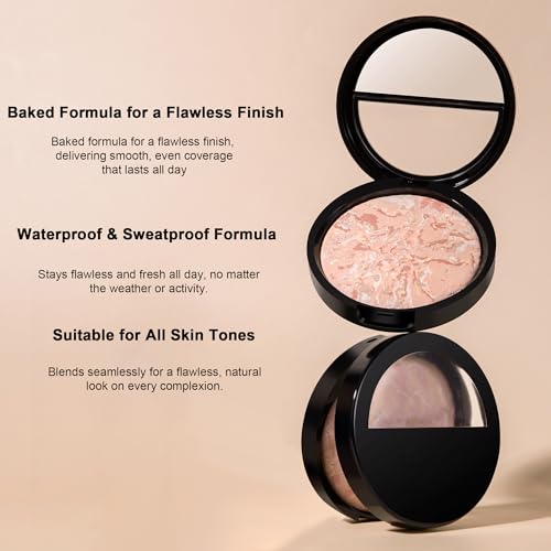 AKARY Baked Powder Foundation, Oil Control Correcting Buildable Light